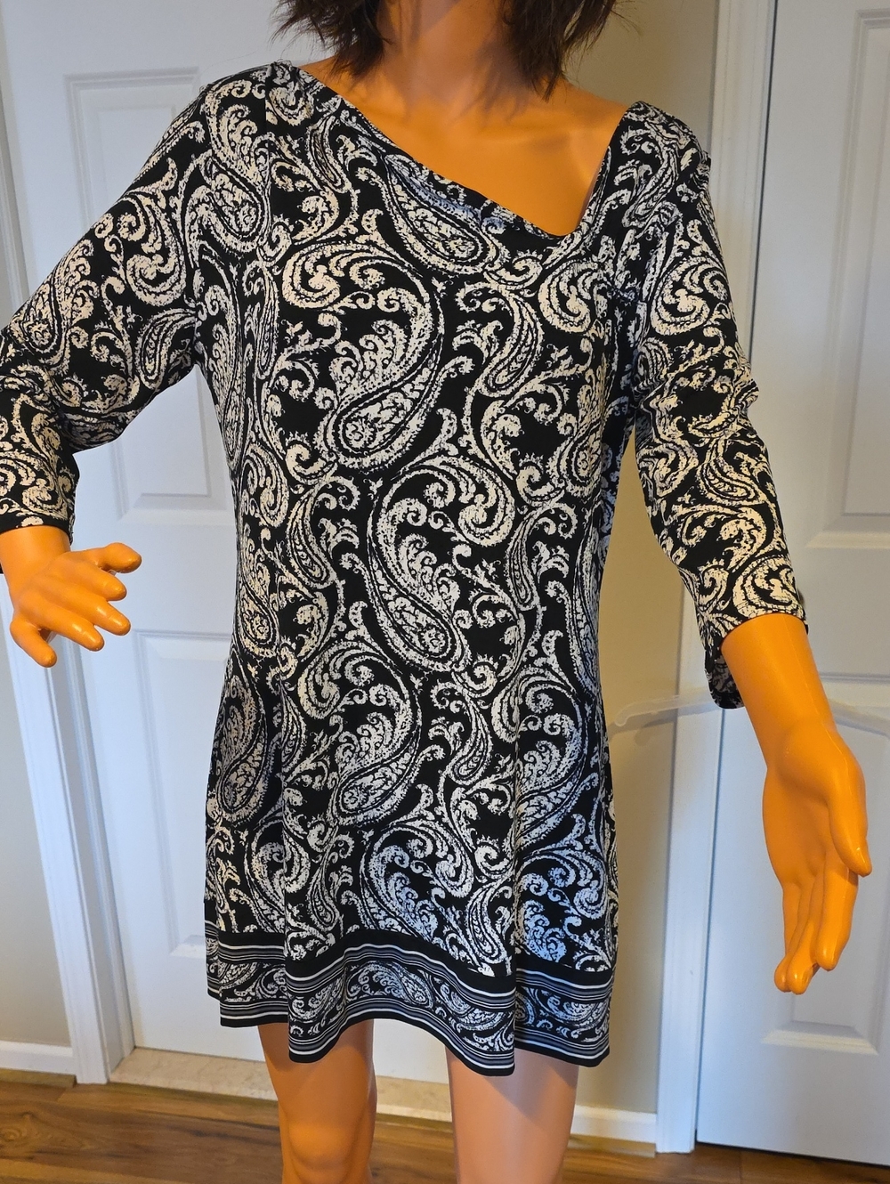 White House Black Market Black & White Paisley Mini Dress